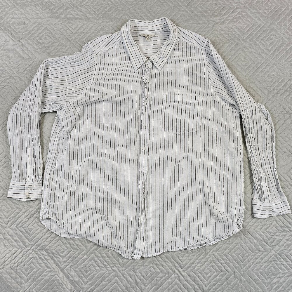 Lucky Brand Shirt Womens 1X Striped Classic Long Sleeve Button Up Casual